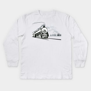 Steam Locomotive Retro Kids Long Sleeve T-Shirt